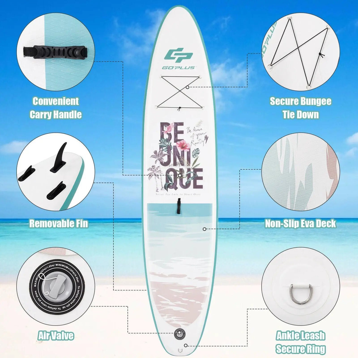 10.5 ft Inflatable Stand Up Paddle Board Surfboard with Aluminum Paddle Pump by DirectDeals