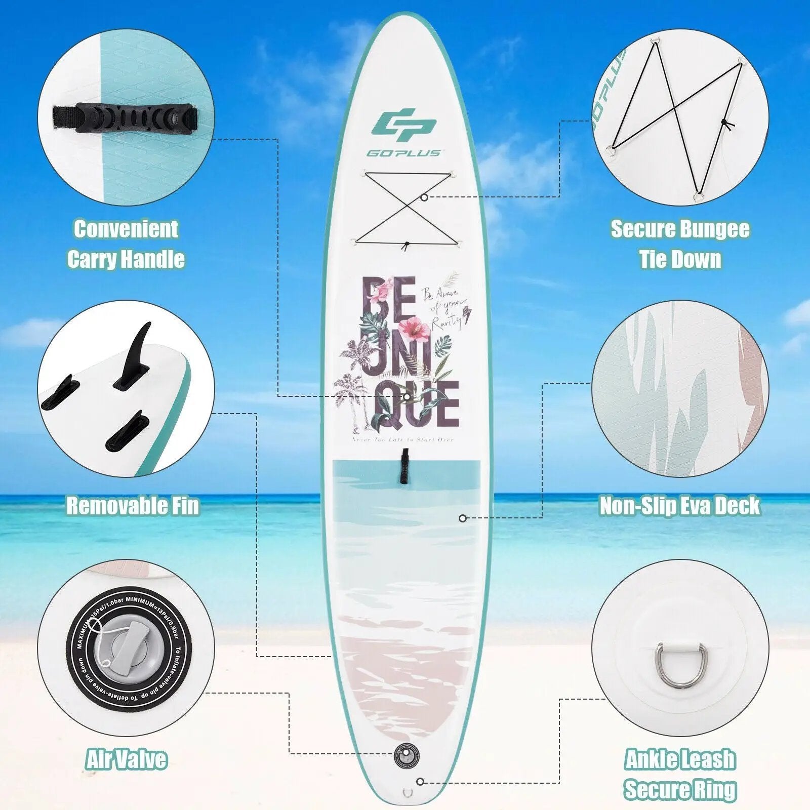 10.5 ft Inflatable Stand Up Paddle Board Surfboard with Aluminum Paddle Pump by DirectDeals