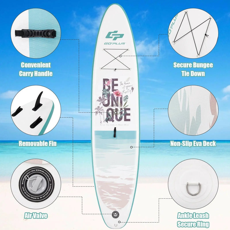 10.5 ft Inflatable Stand Up Paddle Board Surfboard with Aluminum Paddle Pump by DirectDeals