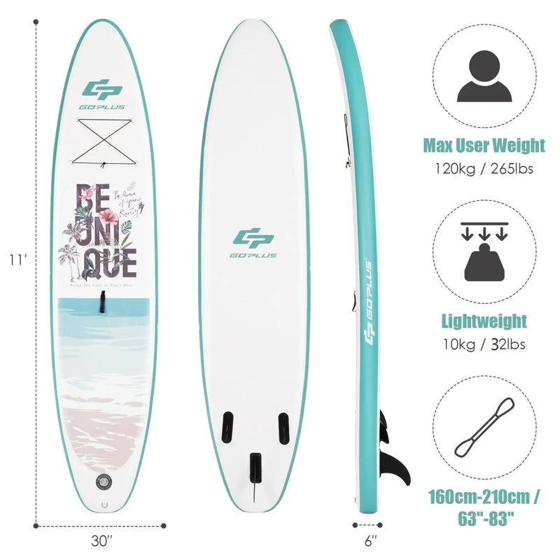 10.5 ft Inflatable Stand Up Paddle Board Surfboard with Aluminum Paddle Pump by DirectDeals