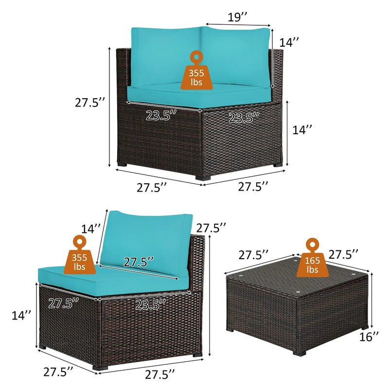 6 Pieces Patio Furniture Sofa Set with Cushions for Outdoor by DirectDeals