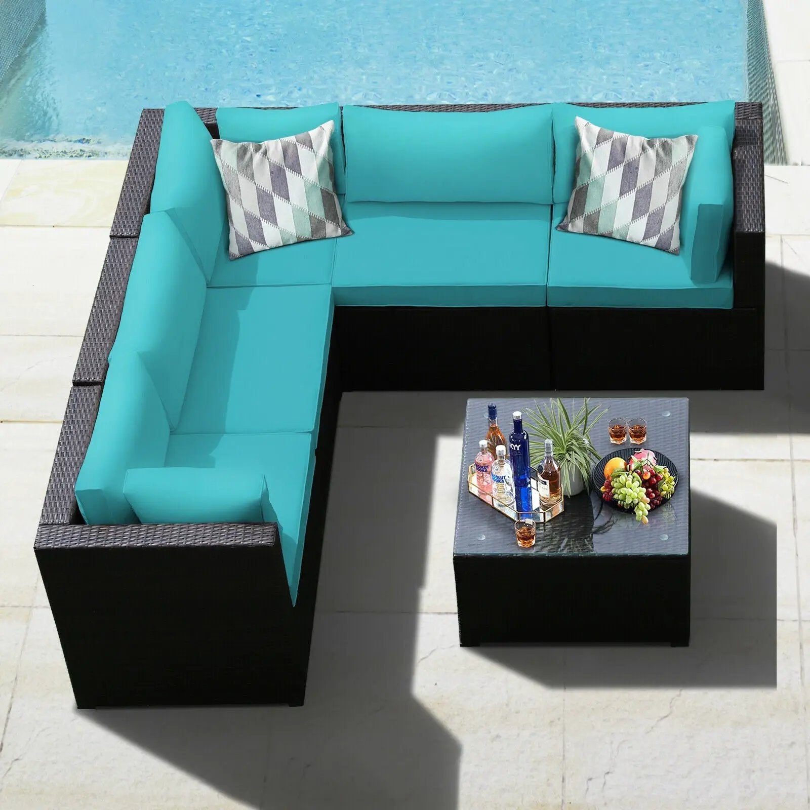 6 Pieces Patio Furniture Sofa Set with Cushions for Outdoor by DirectDeals