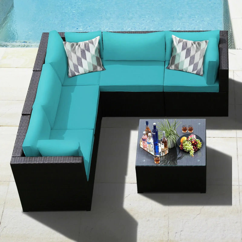 6 Pieces Patio Furniture Sofa Set with Cushions for Outdoor by DirectDeals