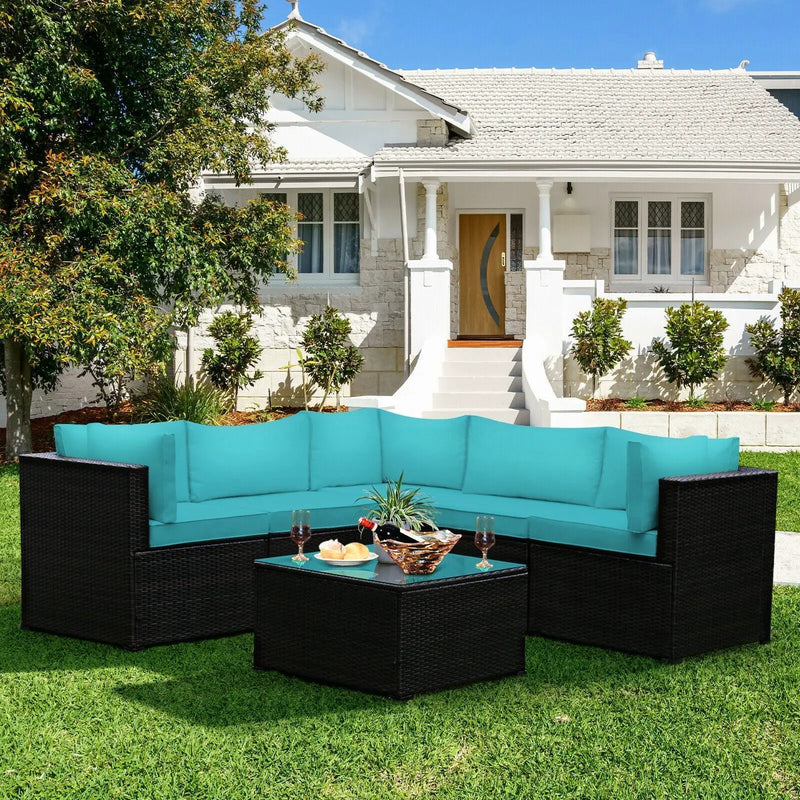 6 Pieces Patio Furniture Sofa Set with Cushions for Outdoor by DirectDeals