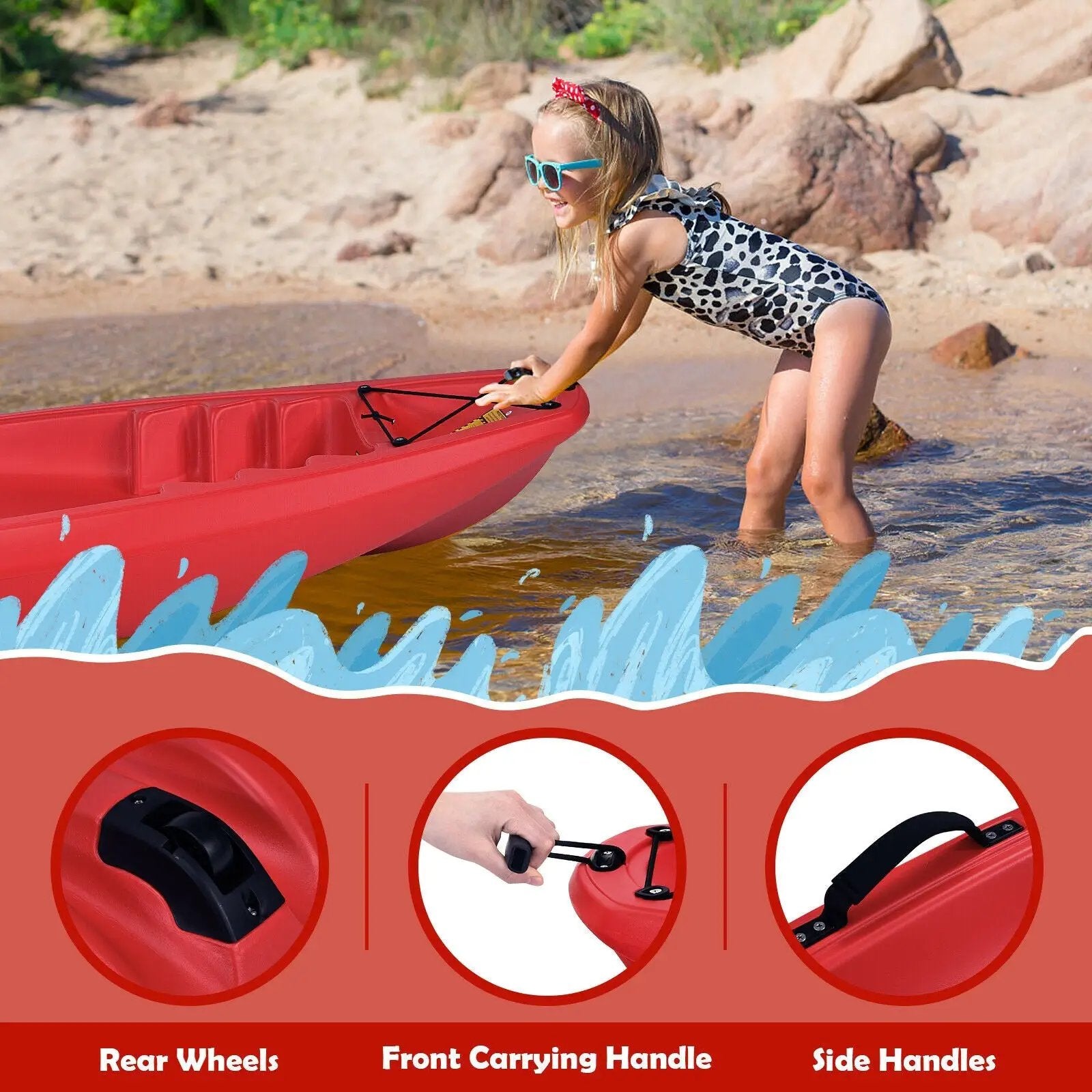 6 Feet Youth Kids Kayak with Bonus Paddle and Folding Backrest for Kid Over 5 by DirectDeals