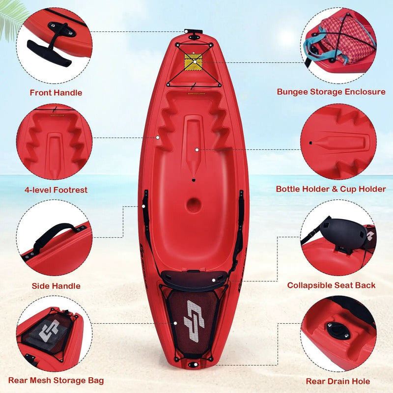 6 Feet Youth Kids Kayak with Bonus Paddle and Folding Backrest for Kid Over 5 by DirectDeals
