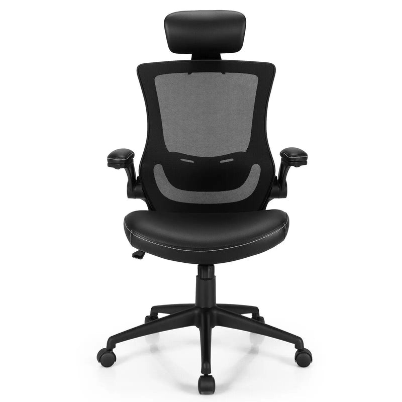 High-Back Executive Chair with Adjustable Lumbar Support and Headrest-Black by DirectDeals