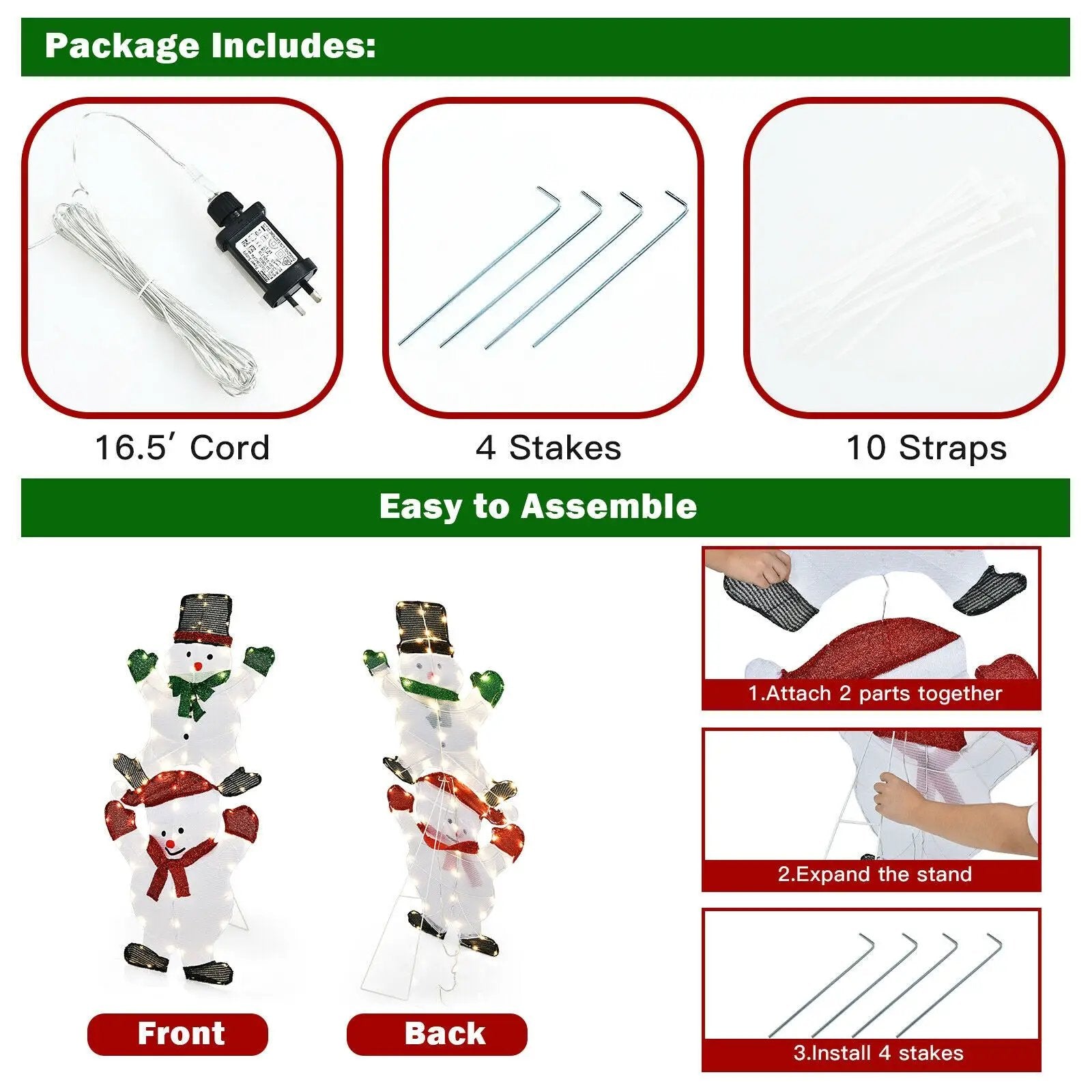 54 Inch Snowman Xmas Decorations with UL Certified Plug by DirectDeals