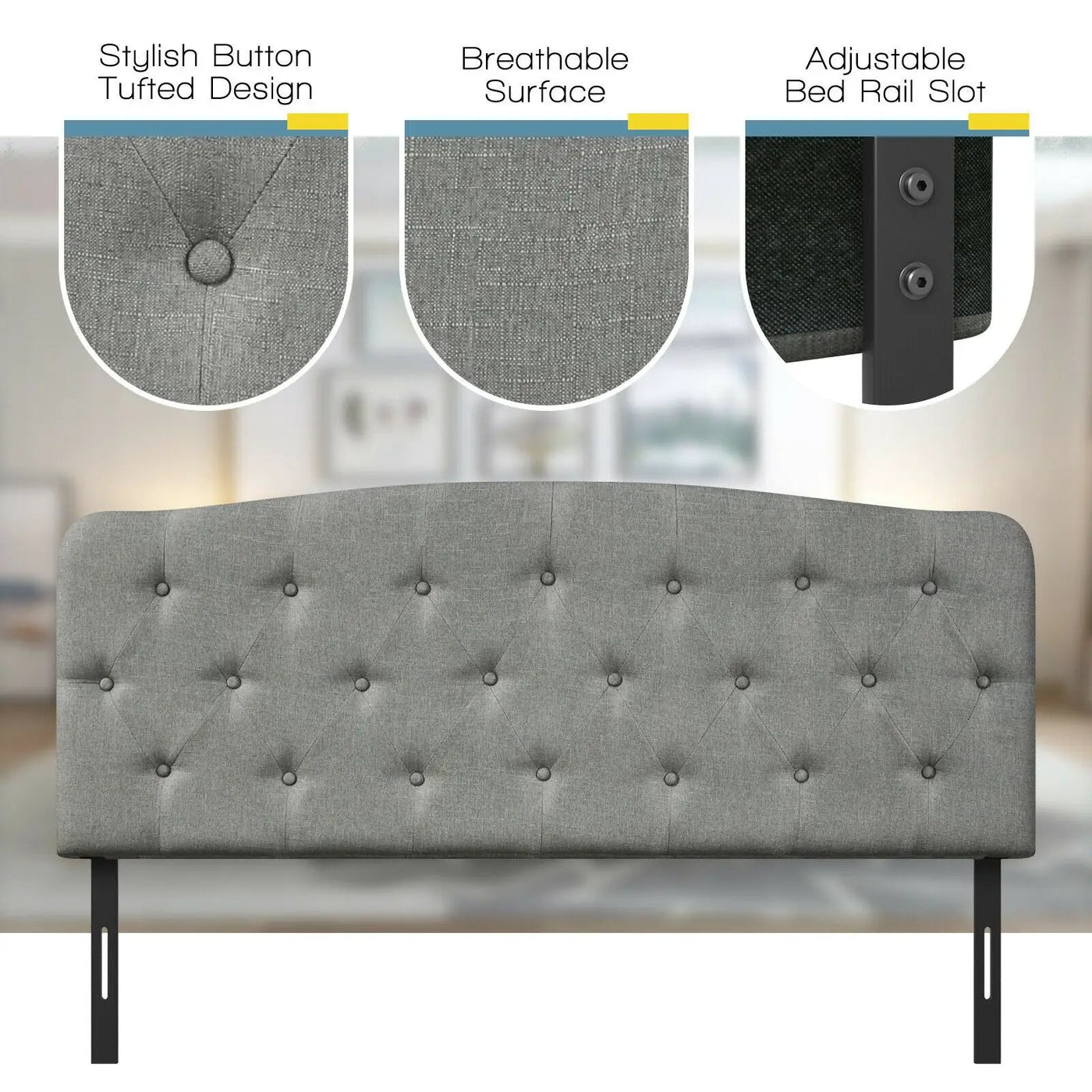 Faux Linen Headboard with Adjustable Heights by DirectDeals