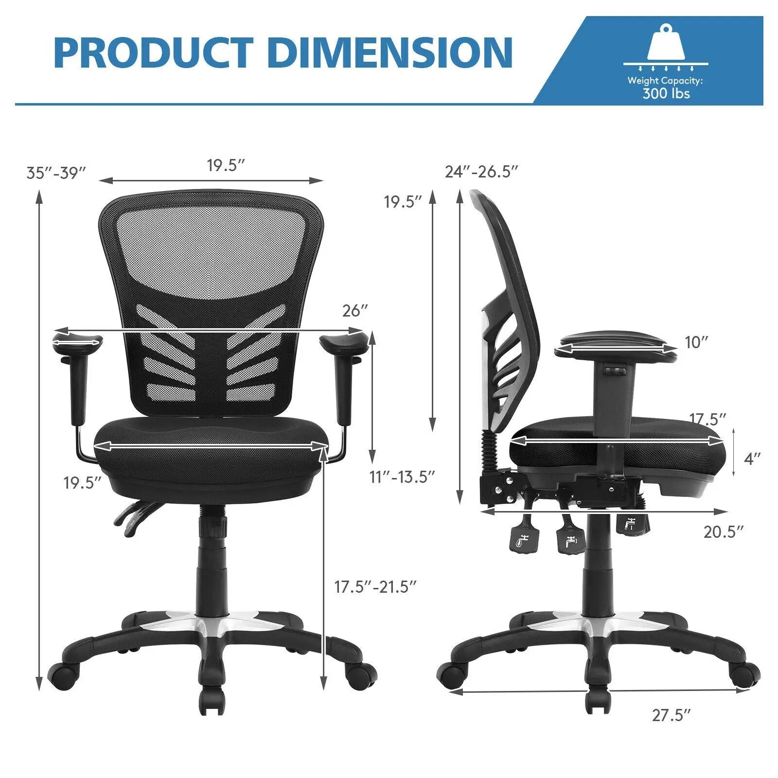 Ergonomic Mesh Office Chair with Adjustable Back Height and Armrests by DirectDeals