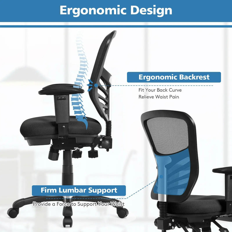 Ergonomic Mesh Office Chair with Adjustable Back Height and Armrests by DirectDeals
