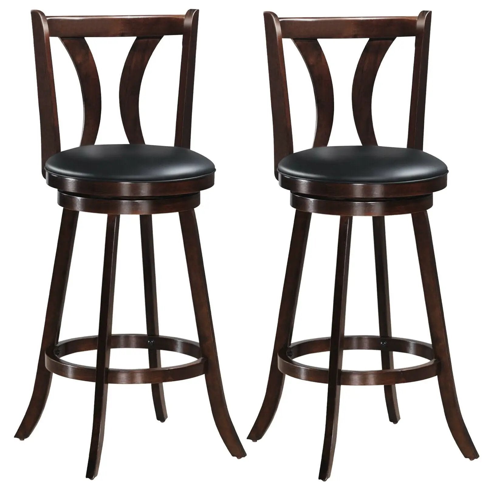 Set of 2 Swivel Bar stool 24 Inch Counter Height Leather Padded Dining Kitchen Chair by DirectDeals