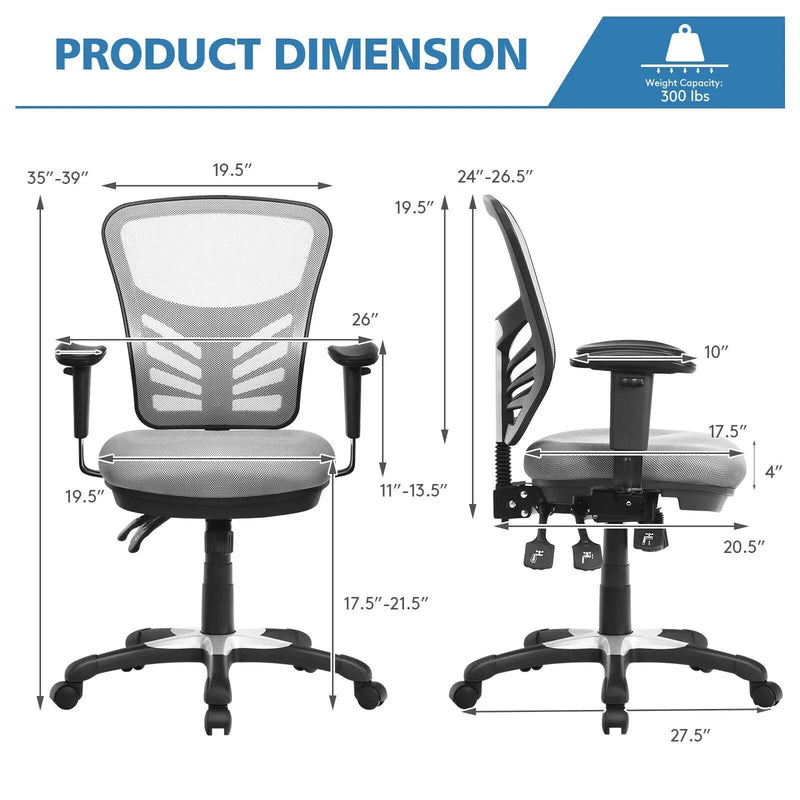 Ergonomic Mesh Office Chair with Adjustable Back Height and Armrests by DirectDeals