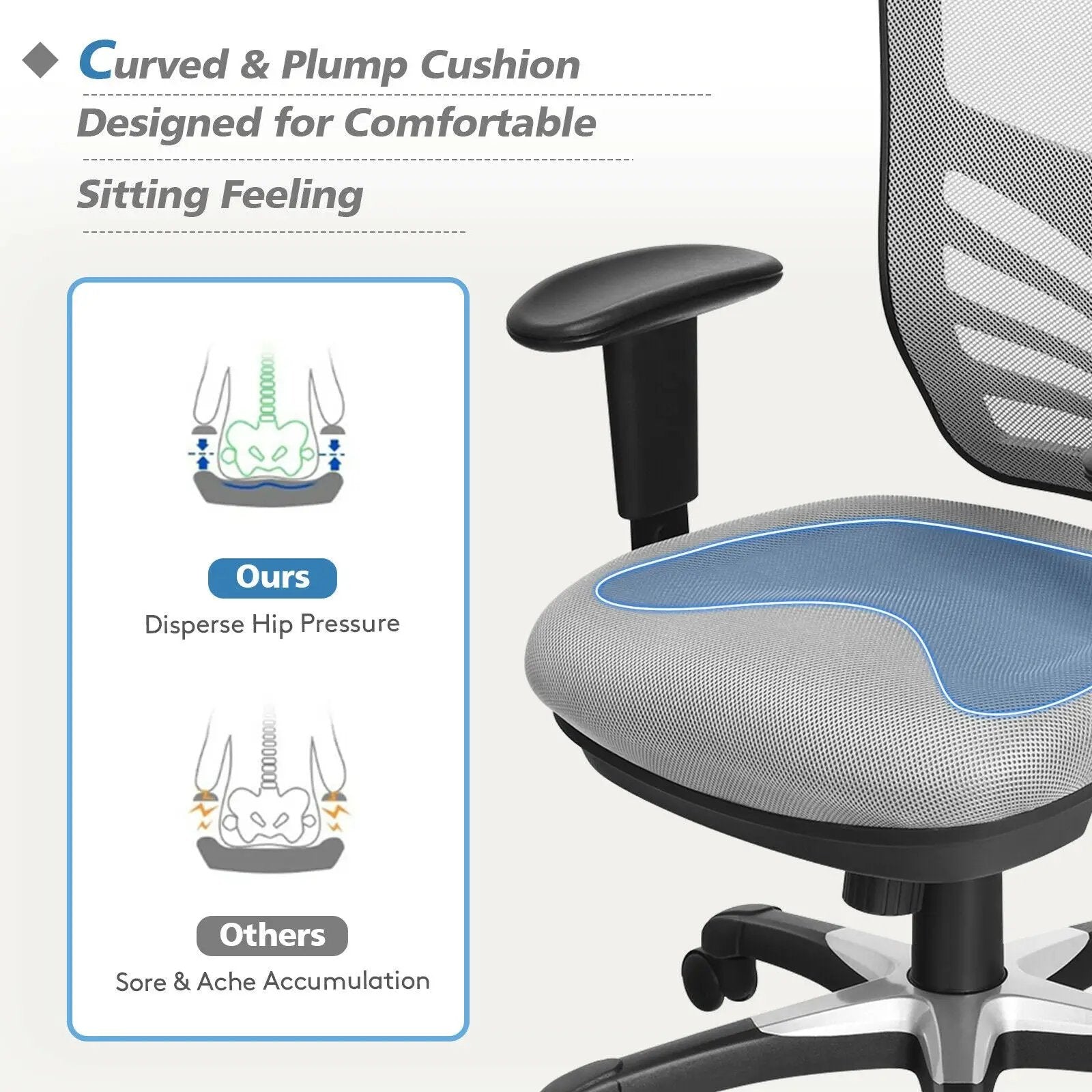 Ergonomic Mesh Office Chair with Adjustable Back Height and Armrests by DirectDeals