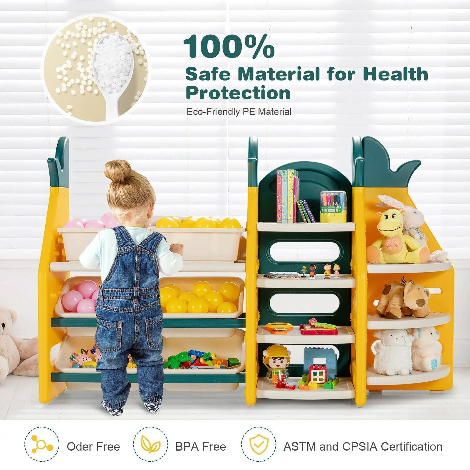 3-in-1 Kids Toy Storage Organizer with Bookshelf Corner Rack by DirectDeals