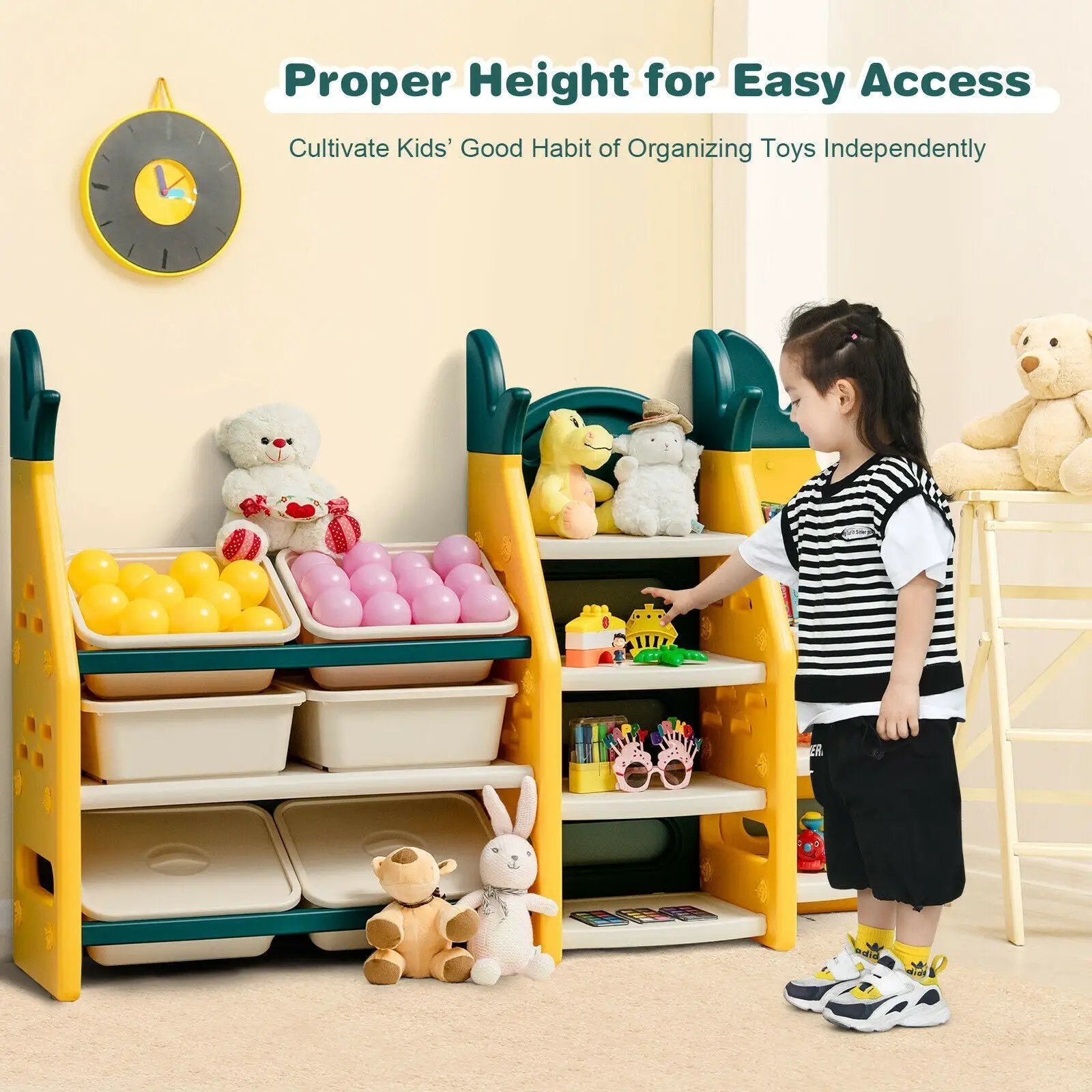 3-in-1 Kids Toy Storage Organizer with Bookshelf Corner Rack by DirectDeals