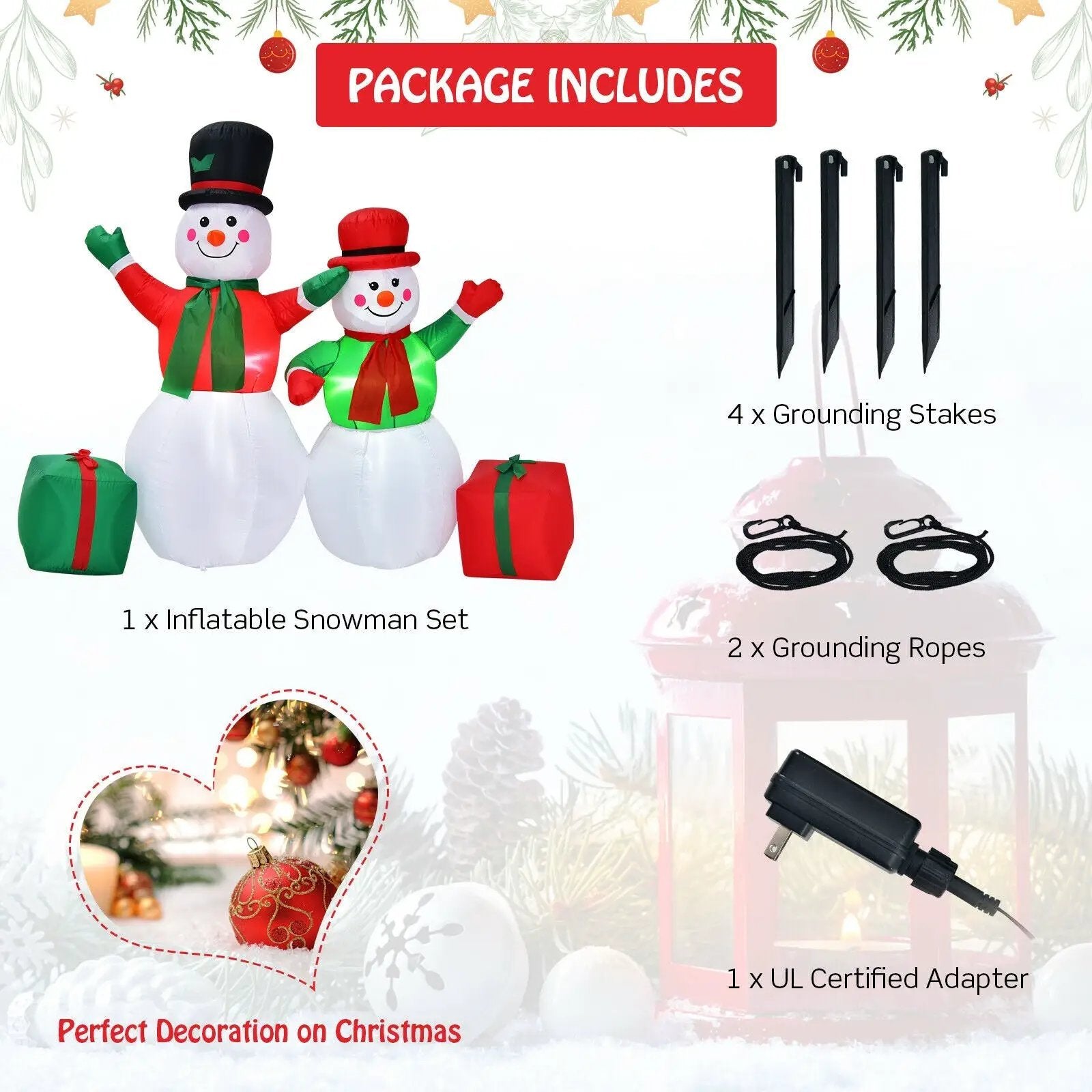 6 Feet Christmas Inflatable Snowmen Blow Up Christmas Decoration by DirectDeals