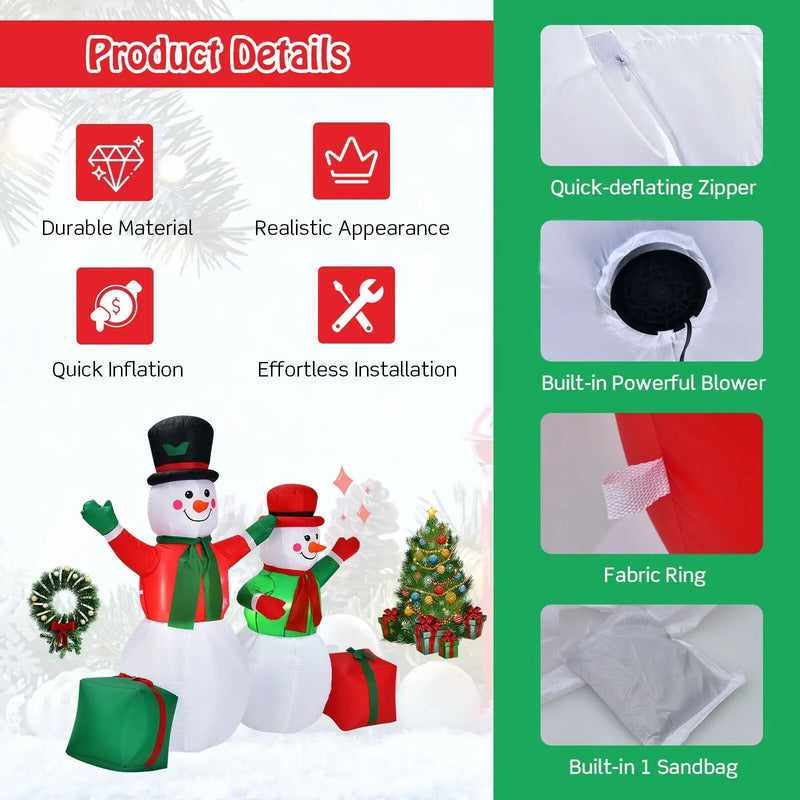 6 Feet Christmas Inflatable Snowmen Blow Up Christmas Decoration by DirectDeals