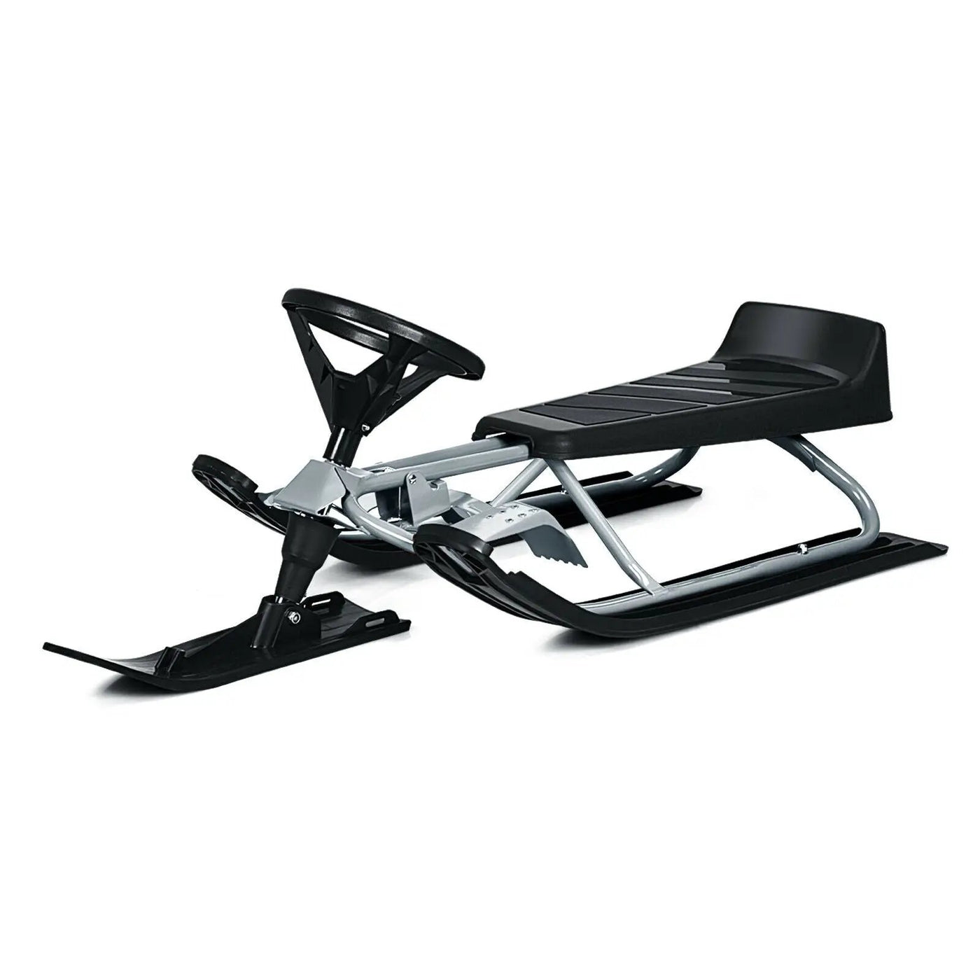 Kids Snow Sled with Steering Wheel and Double Brakes Pull Rope by DirectDeals