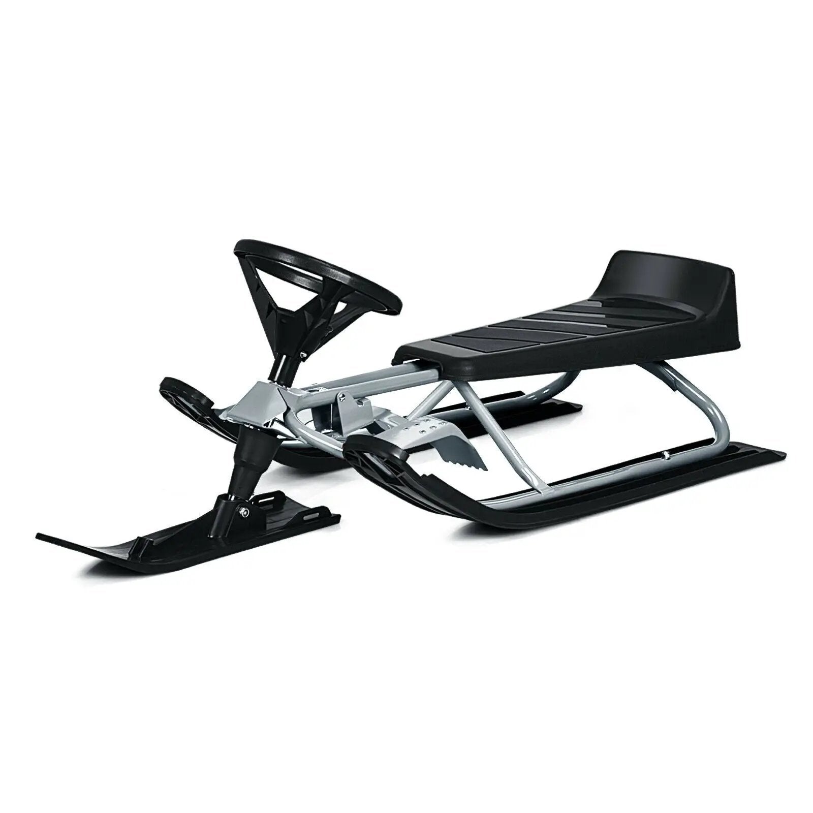 Kids Snow Sled with Steering Wheel and Double Brakes Pull Rope by DirectDeals