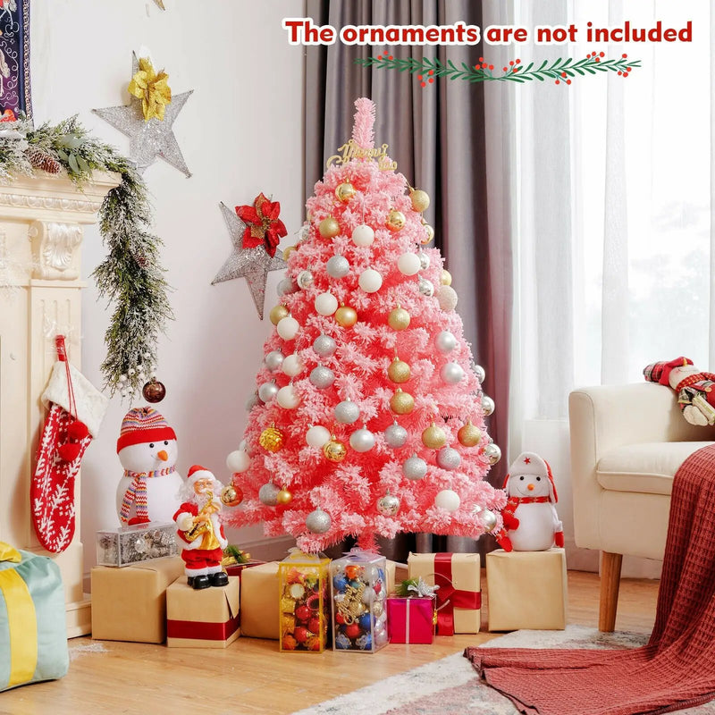 Pink Christmas Tree with Snow Flocked PVC Tips and Metal Stand by DirectDeals