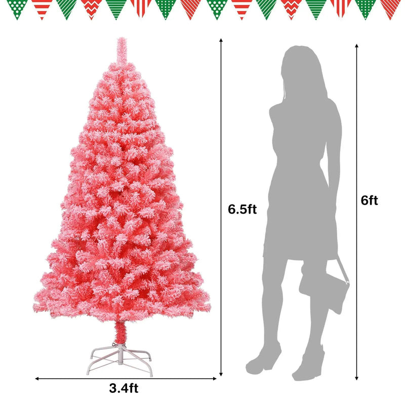 Pink Christmas Tree with Snow Flocked PVC Tips and Metal Stand by DirectDeals