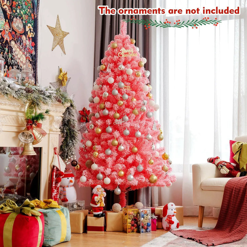 Pink Christmas Tree with Snow Flocked PVC Tips and Metal Stand by DirectDeals