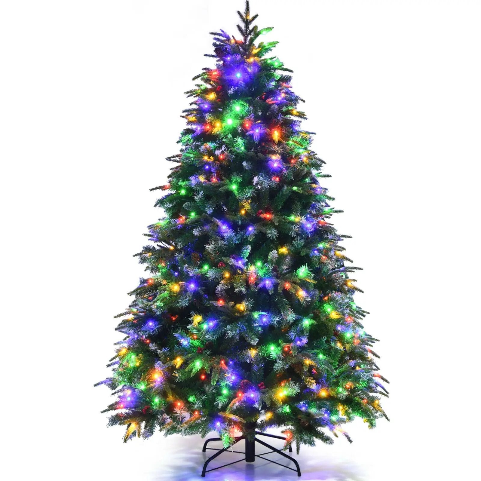 Pre-Lit Snowy Christmas Hinged Tree with Multi-Color Lights by DirectDeals