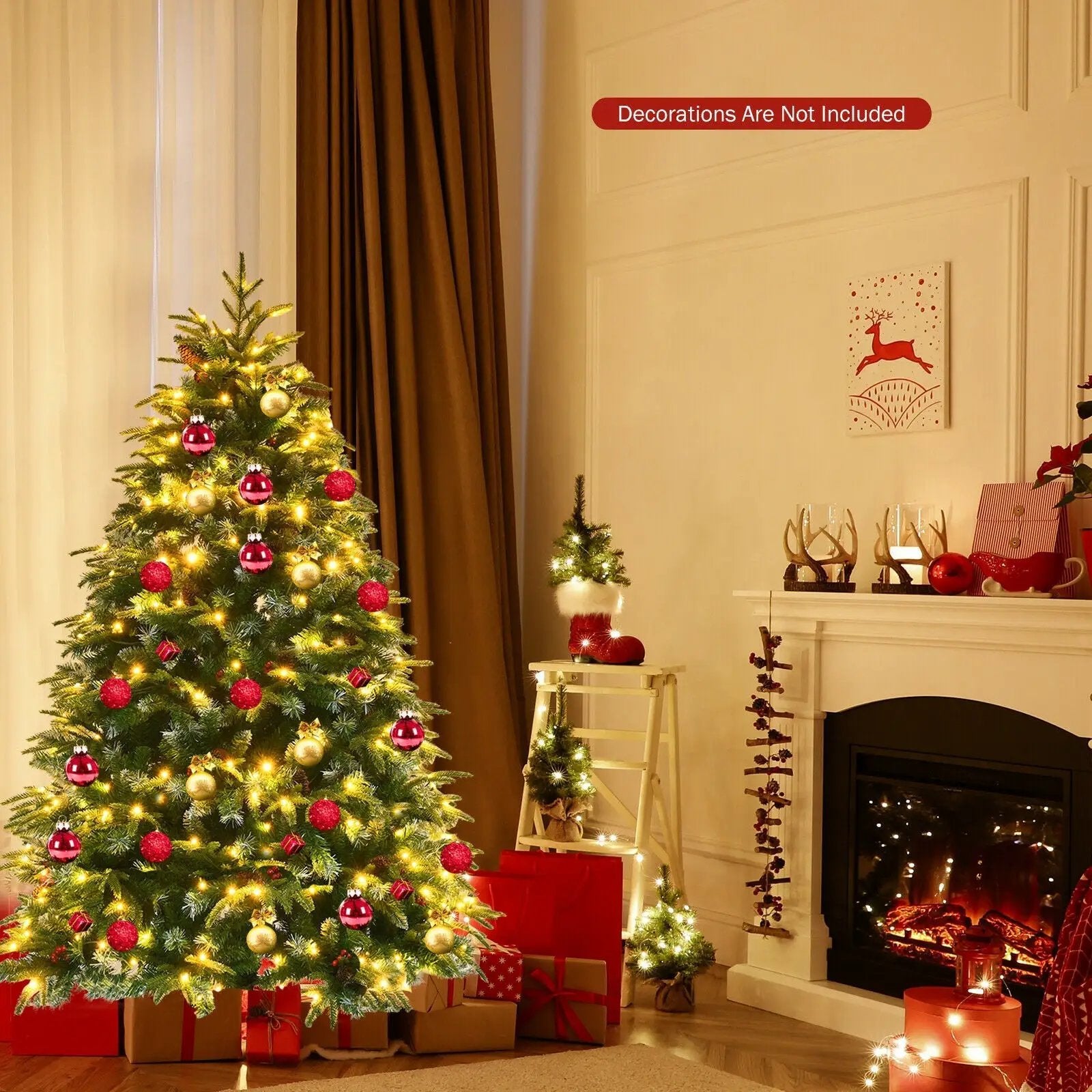 Pre-Lit Snowy Christmas Hinged Tree with Multi-Color Lights by DirectDeals