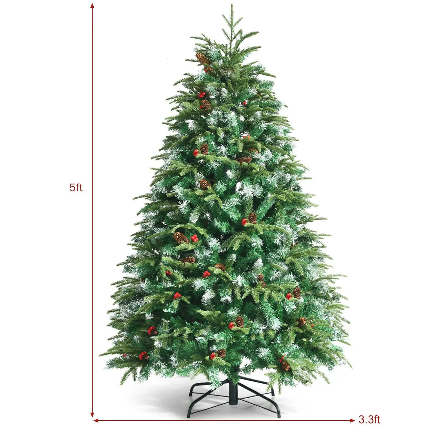 Pre-Lit Snowy Christmas Hinged Tree with Multi-Color Lights by DirectDeals