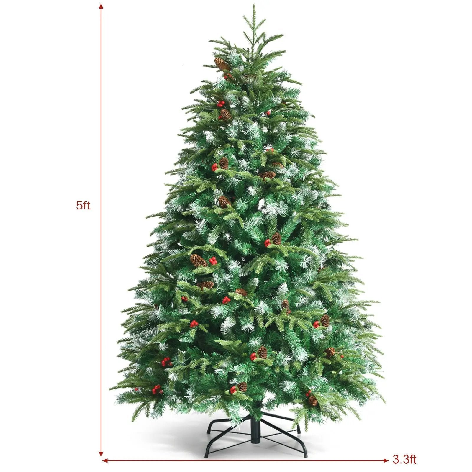 Pre-Lit Snowy Christmas Hinged Tree with Multi-Color Lights by DirectDeals
