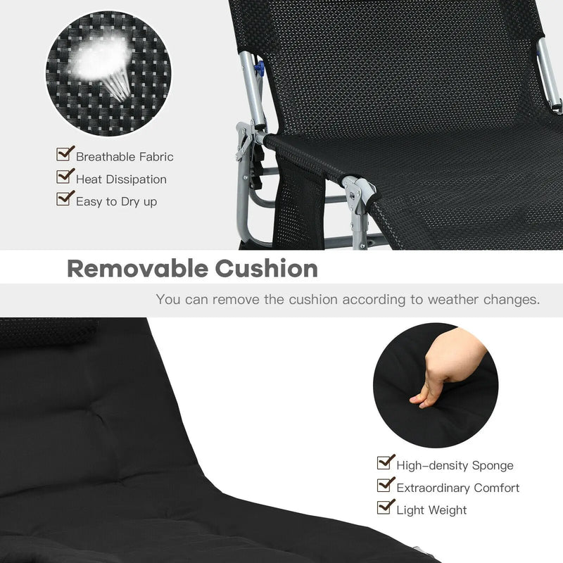 4-Fold Oversize Padded Folding Lounge Chair with Removable Soft Mattress by DirectDeals