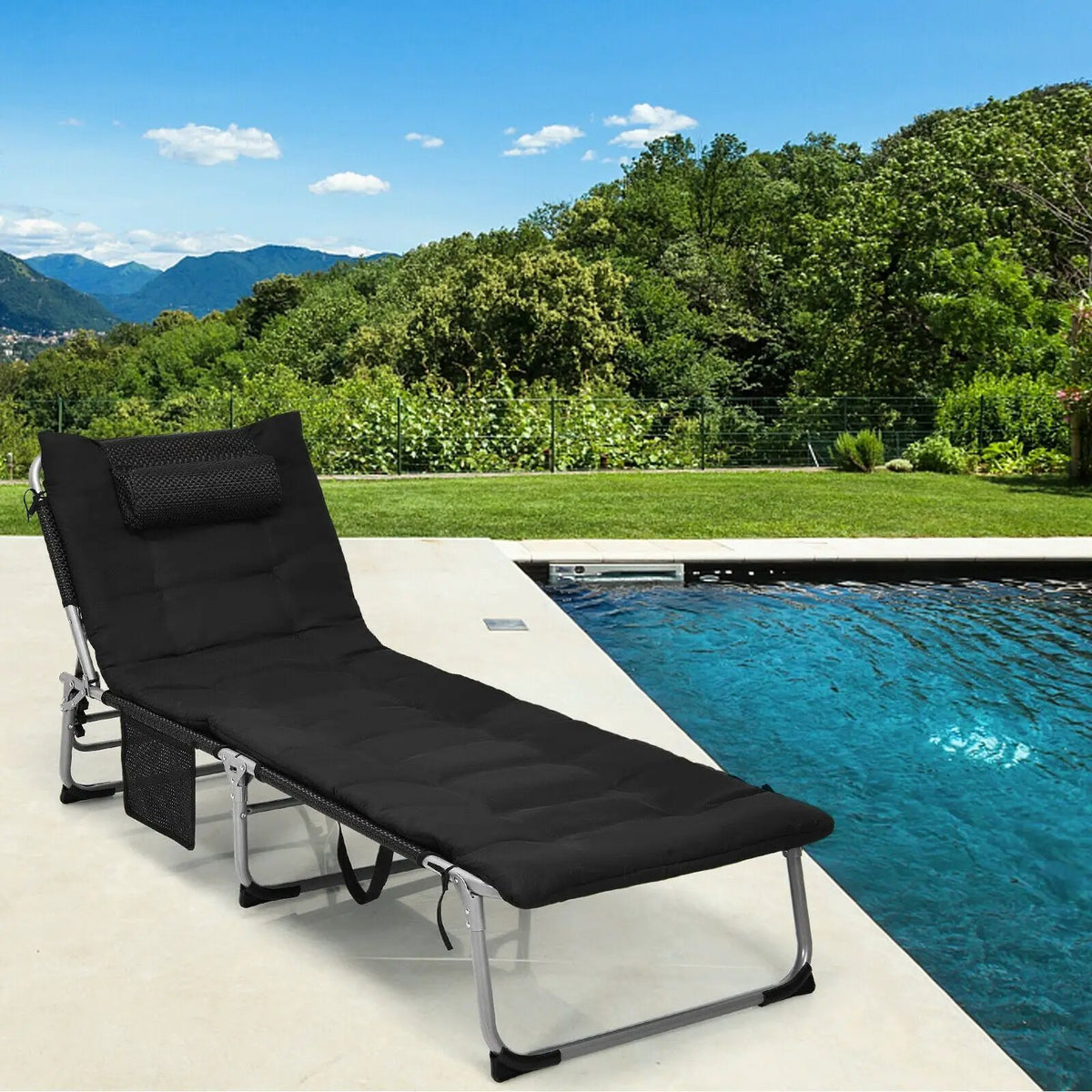 4-Fold Oversize Padded Folding Lounge Chair with Removable Soft Mattress by DirectDeals