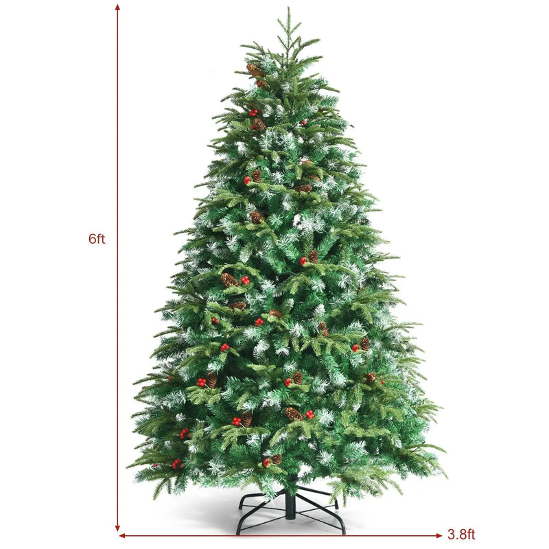 Pre-Lit Snowy Christmas Hinged Tree with Multi-Color Lights by DirectDeals