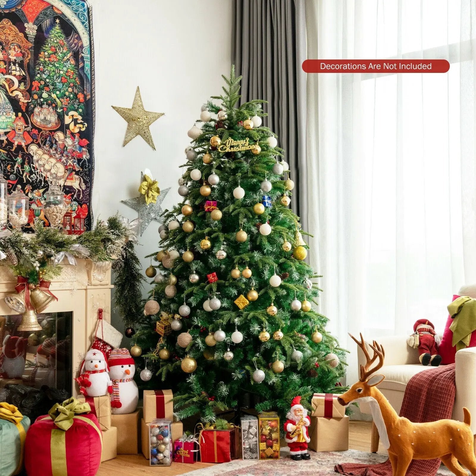 Pre-Lit Snowy Christmas Hinged Tree with Multi-Color Lights by DirectDeals