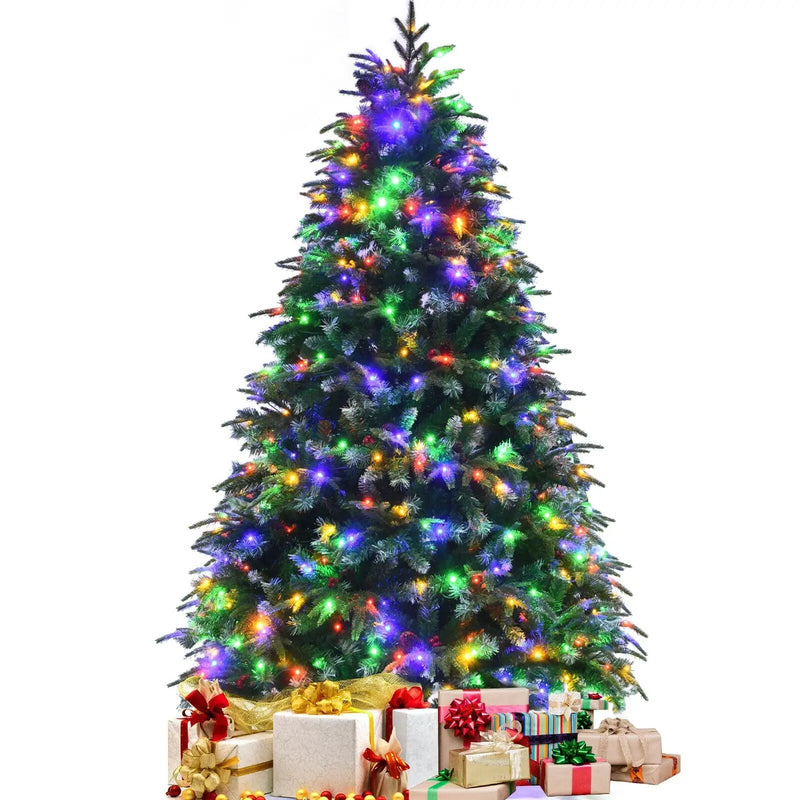 Pre-Lit Snowy Christmas Hinged Tree with Multi-Color Lights by DirectDeals