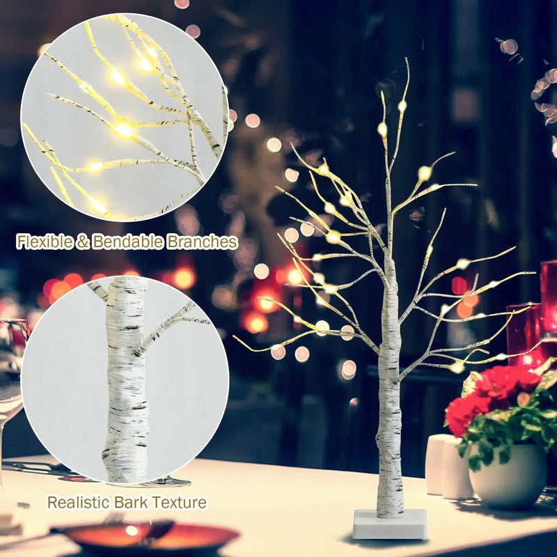 2 Feet Pre-lit White Twig Birch Tree Battery Powered for Christmas Holiday by DirectDeals