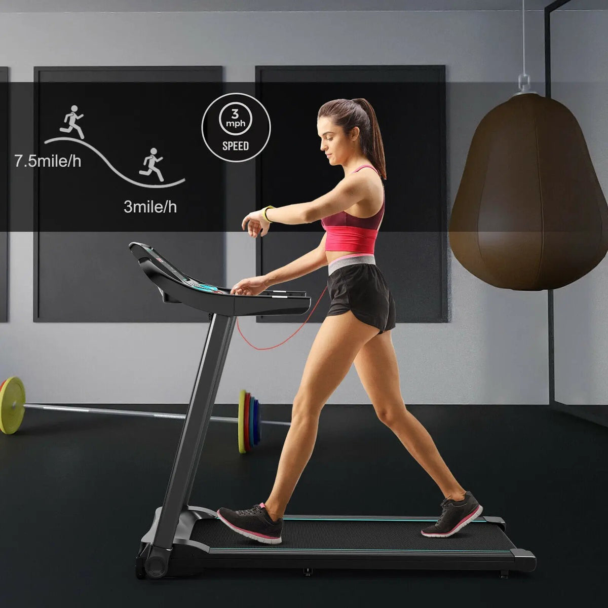 2.25HP Electric Running Machine Treadmill with Speaker and APP Control by DirectDeals
