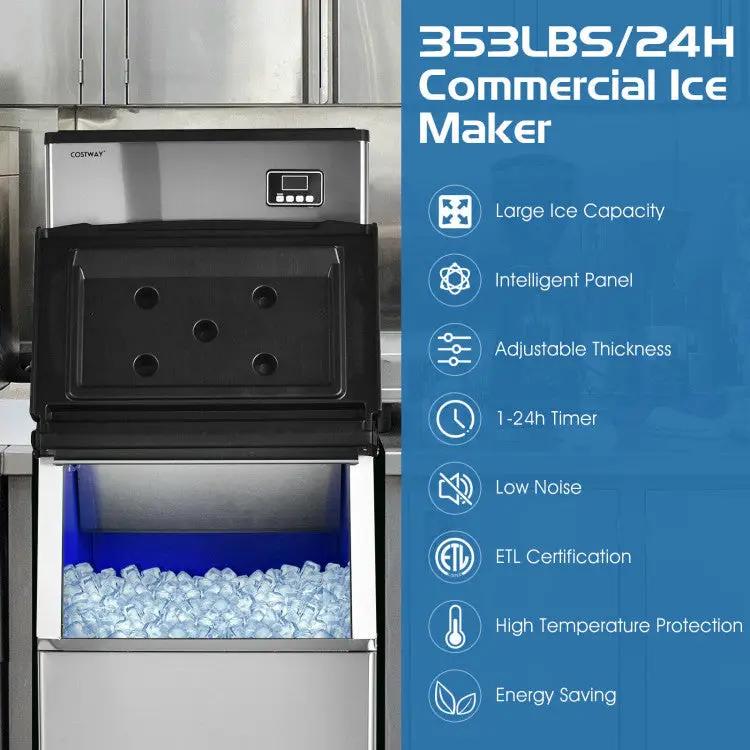 353lbs/24H Commercial Ice Maker with 198lbs Bin by DirectDeals