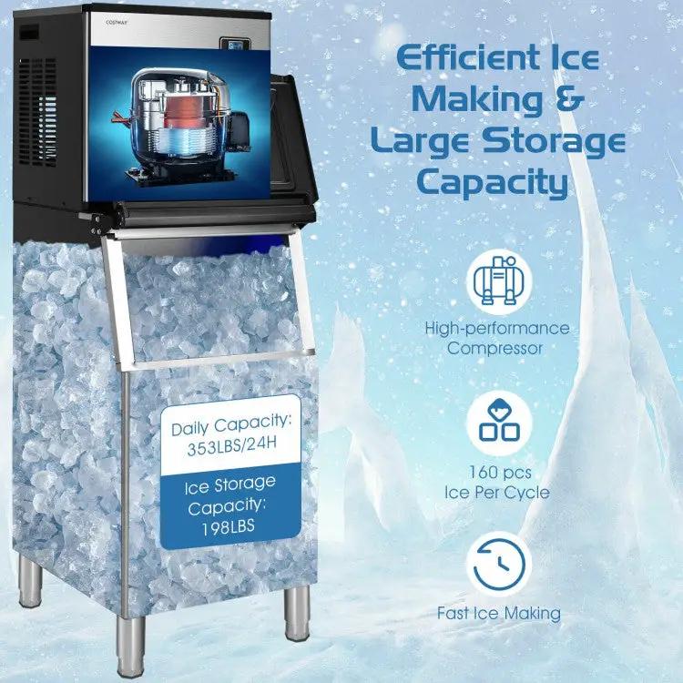 353lbs/24H Commercial Ice Maker with 198lbs Bin by DirectDeals
