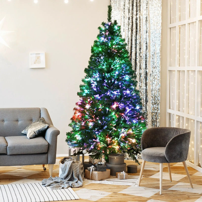Pre-lit Multi-Colored Fiber Optic Spruce Artificial Christmas Tree by DirectDeals
