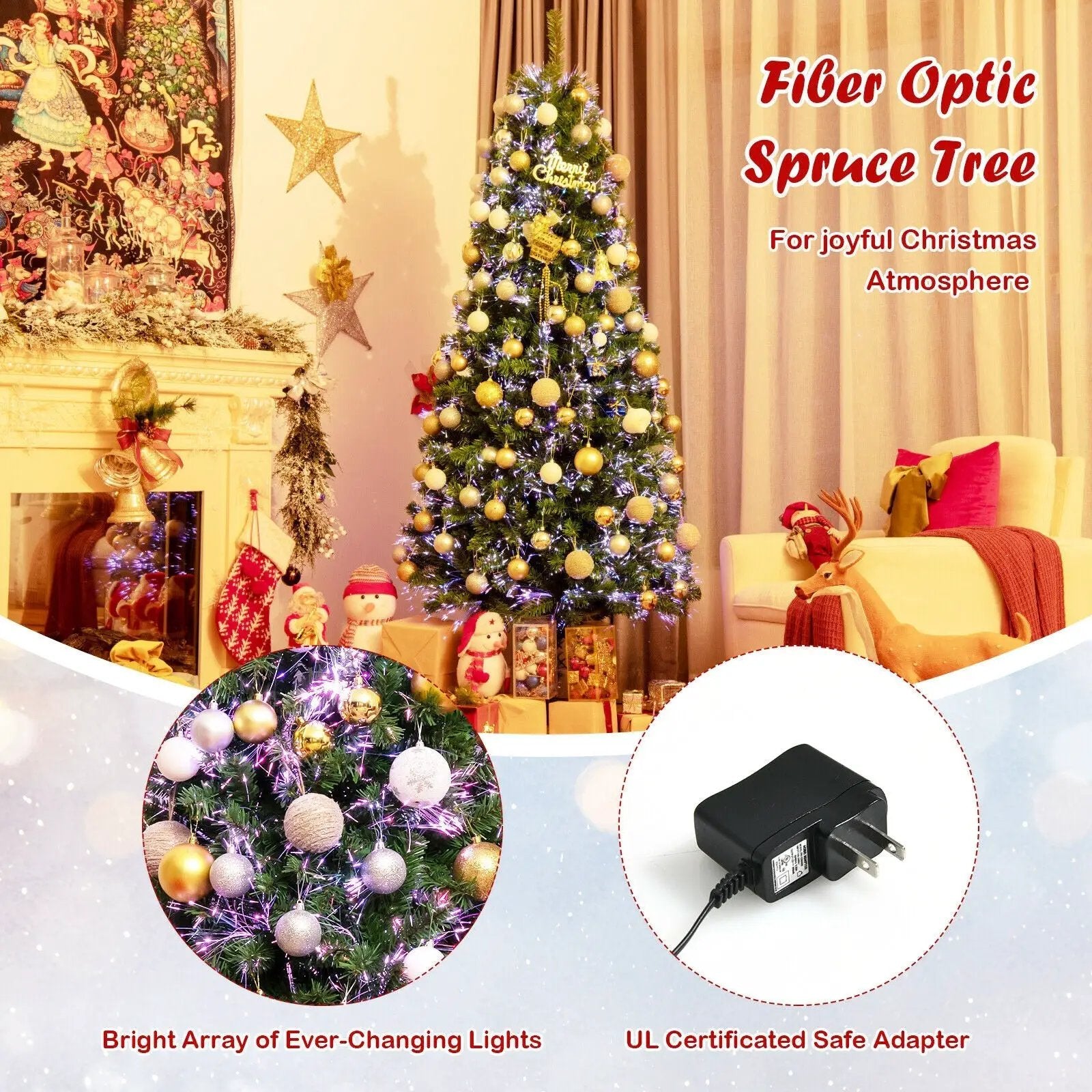 Pre-lit Multi-Colored Fiber Optic Spruce Artificial Christmas Tree by DirectDeals