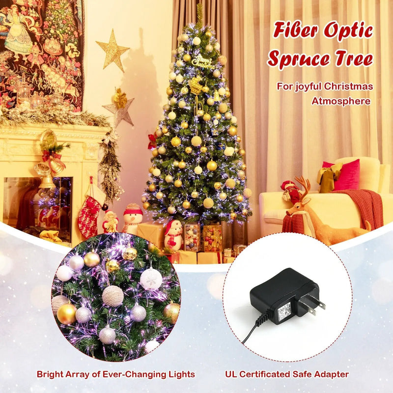 Pre-lit Multi-Colored Fiber Optic Spruce Artificial Christmas Tree by DirectDeals