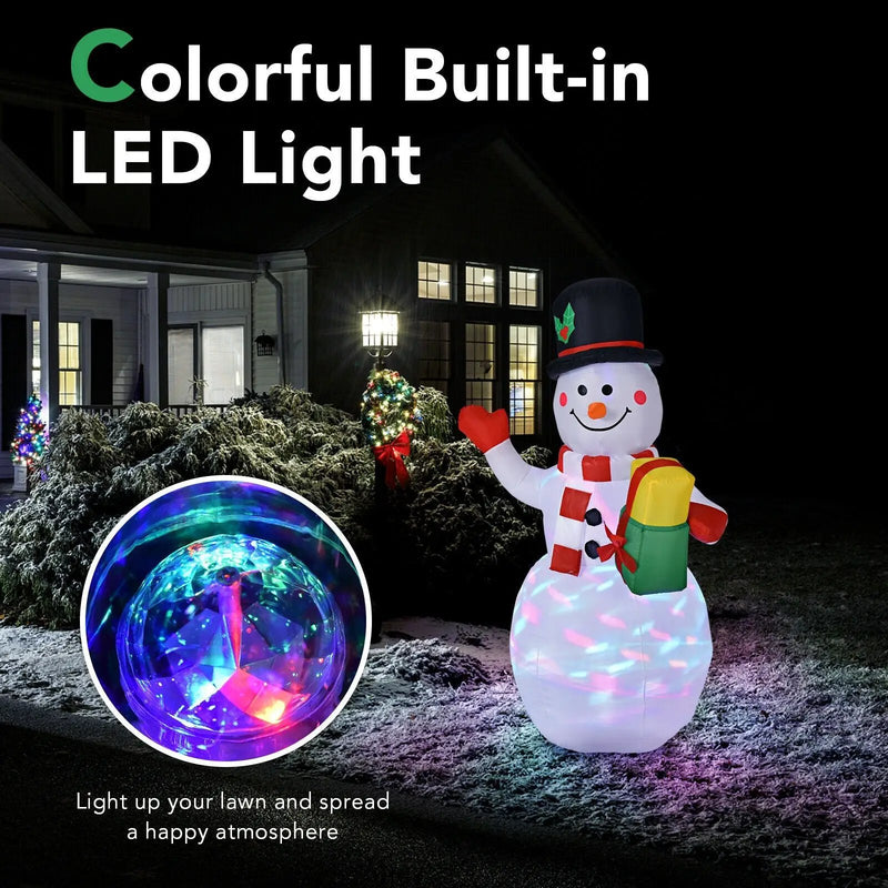 5 Feet Tall Snowman Inflatable Blow up Inflatable with Built-in Colorful LED Lights by DirectDeals