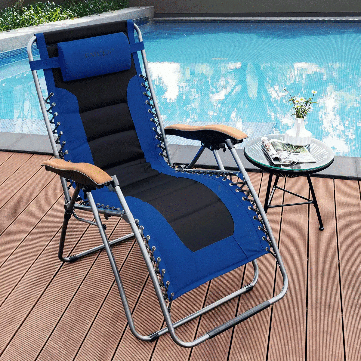 Oversize Folding Adjustable Padded Zero Gravity Lounge Chair by DirectDeals