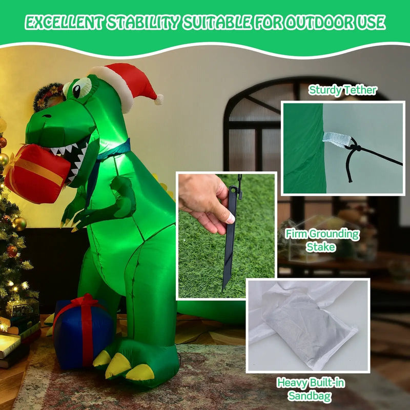 6 Feet Christmas Inflatable Dinosaur for Indoor and Outdoor by DirectDeals