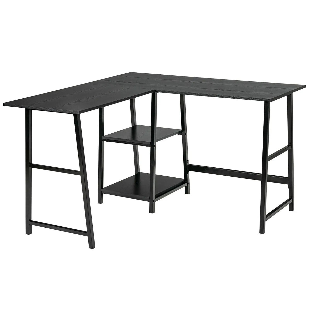 L Shaped Corner Computer Desk with Storage Shelves by DirectDeals
