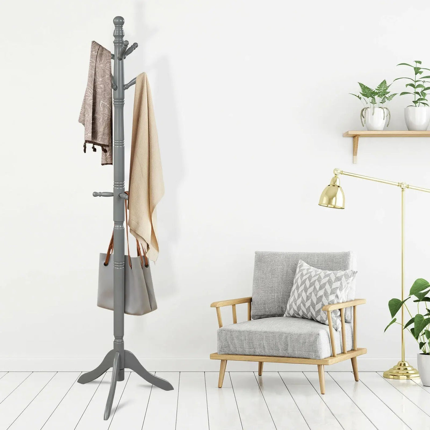 Entryway Height Adjustable Coat Stand with 9 Hooks by DirectDeals