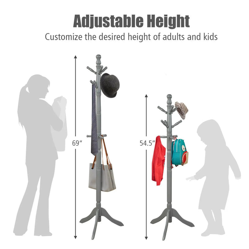 Entryway Height Adjustable Coat Stand with 9 Hooks by DirectDeals