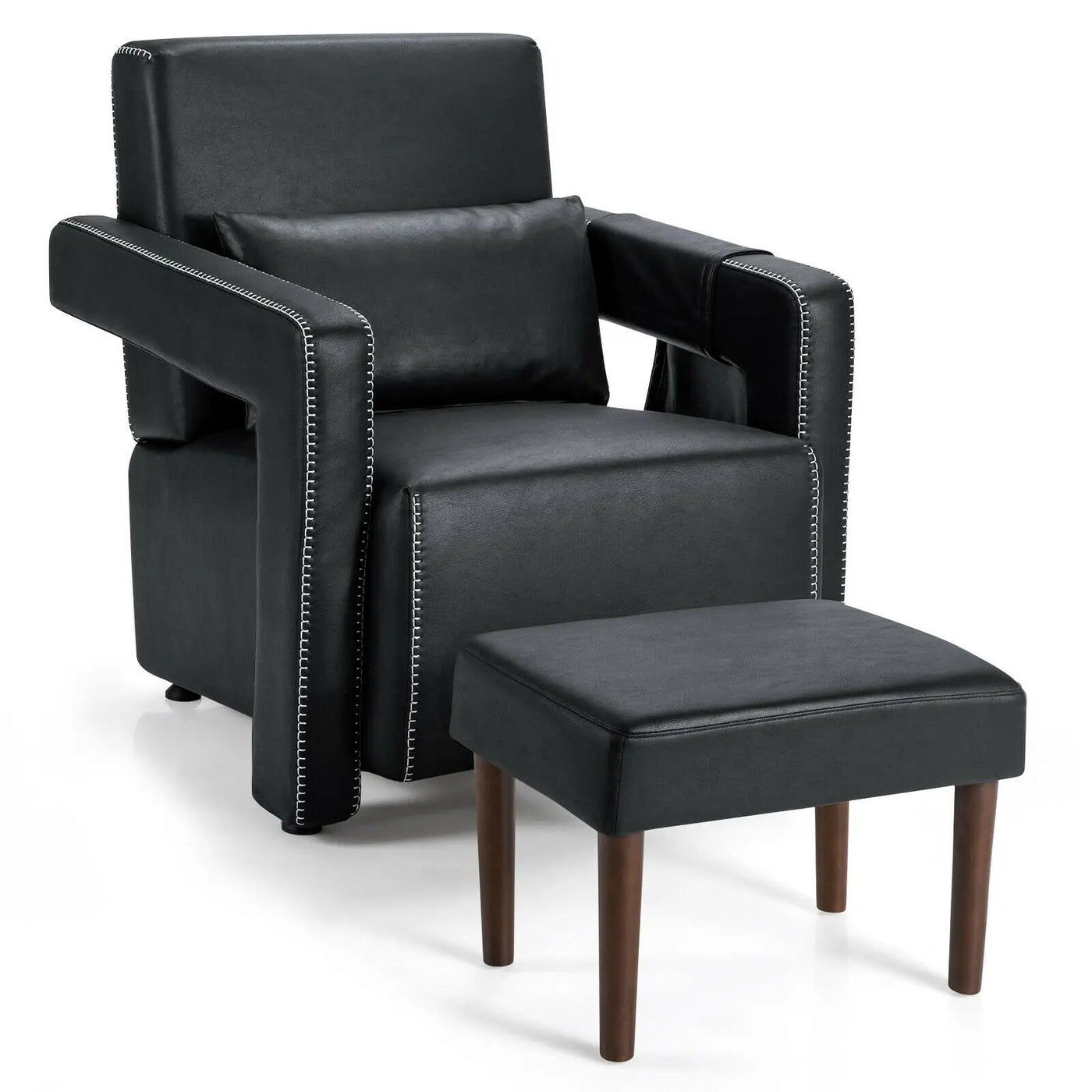 Modern Berber Fleece Single Sofa Chair with Ottoman and Waist Pillow by DirectDeals
